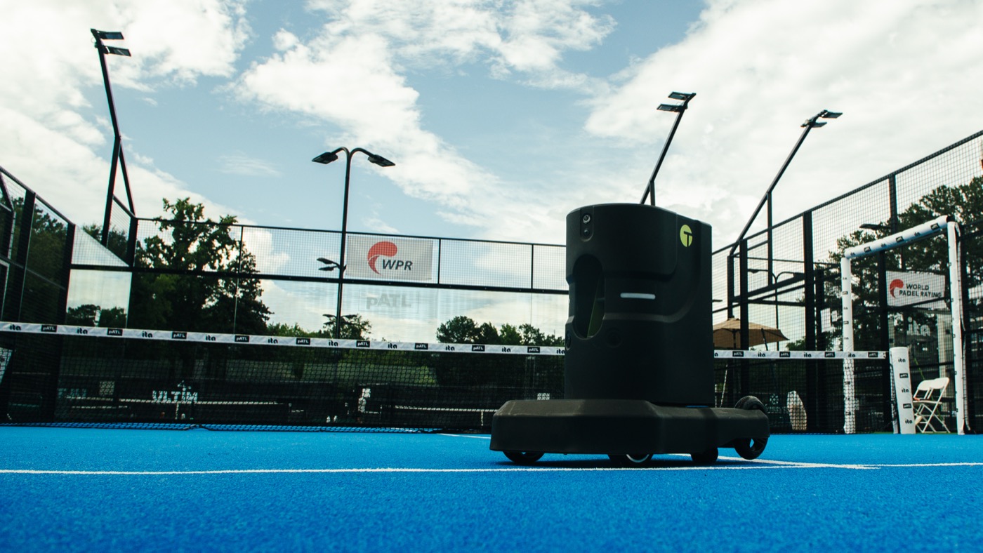 Tennibot Partner padel ball machine on court